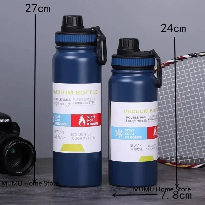 600/800/1000ML Outdoor Thermos Water Bottle Stainless Steel Insulated Cup Keeps Cold and Heat Thermal Mug Travel Vacuum Flasks