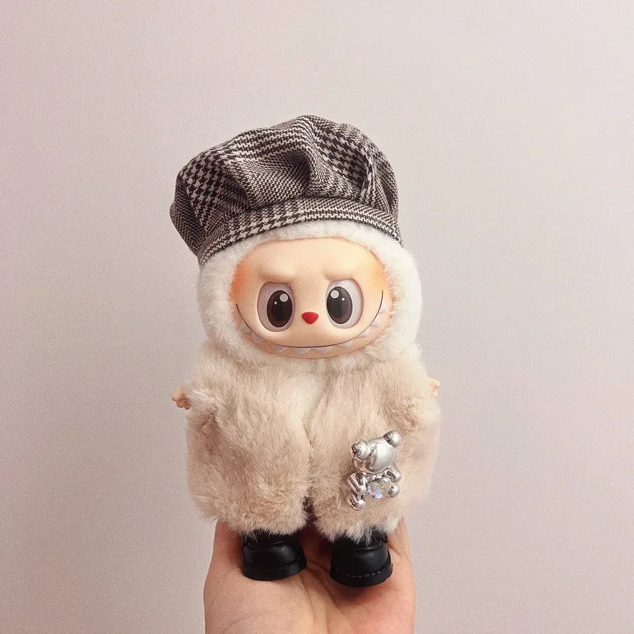 2025 New 17cm Blind Box Labubu Costume Cosplay Changeable Handmade Frog and Pig Plush Set Skirt Labubu Doll Costume