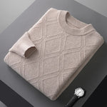 Autumn winter thick wool base sweater men's semi high neck diamond business casual pullover sweater knitted sweater cashmere top