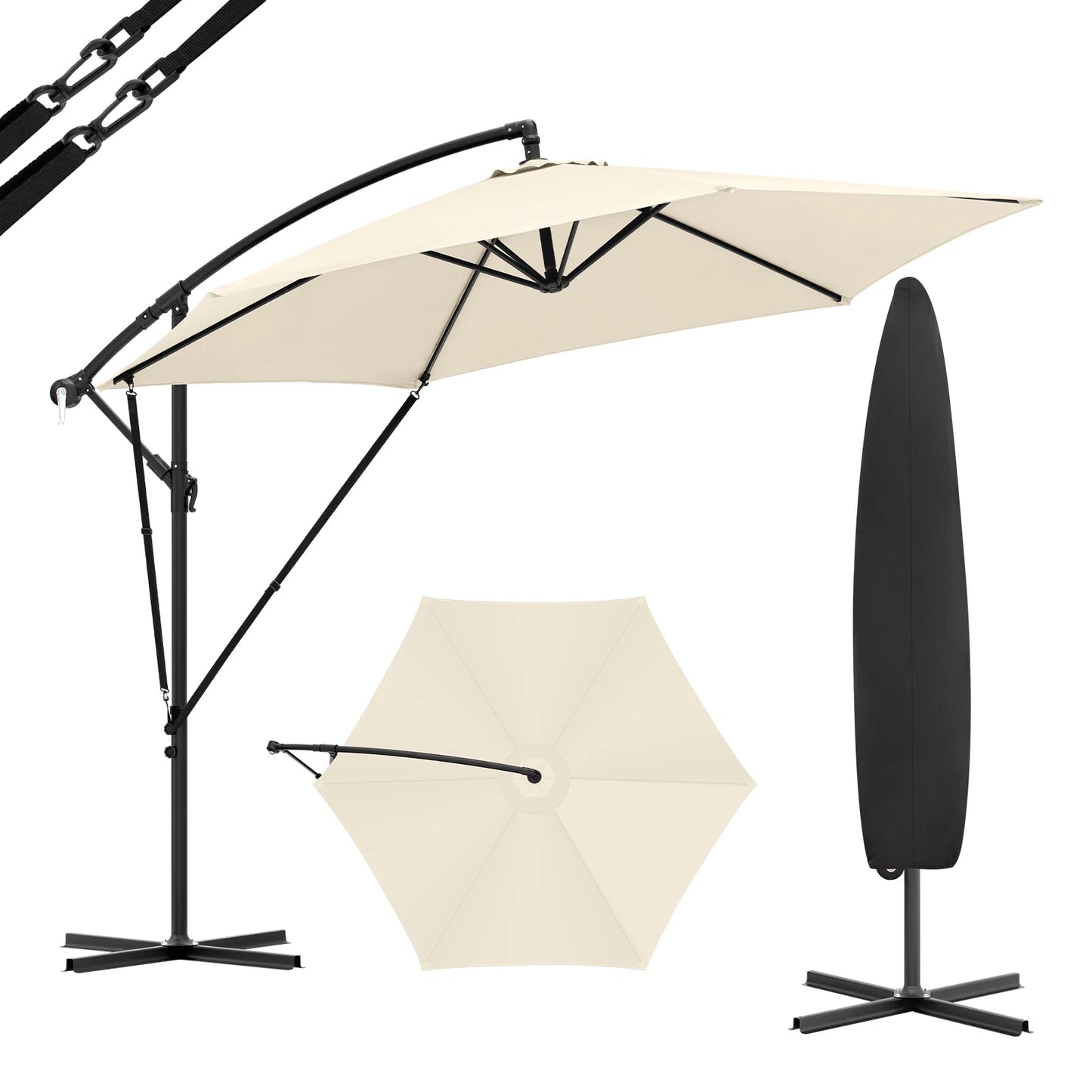 Kantelbare parasol met zwengel voor de tuin