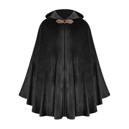 Men's Velvet Cloak with Hood, Renaissance Medieval Hooded Cloak for Women, Halloween Hood Cape with Metal Loop Clasp