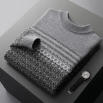 Men's Sweater Pullover Long Sleeve 100 Pure Woolen Sweater Autumn/Winter New Half High Collar Jacquard Knit Thickened Casual Top