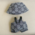 17cm For Labubu Doll Clothing Skirt Bowhair Accessory Set Retro Bib Pants Clothes Luxury Messenger Bag Shoes Set Sitting Party