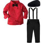 Baby Christmas Outfit Boy Kids Gentleman Formal Suit Toddler Suspenders Clothing Set Infant Party Dress Shirt