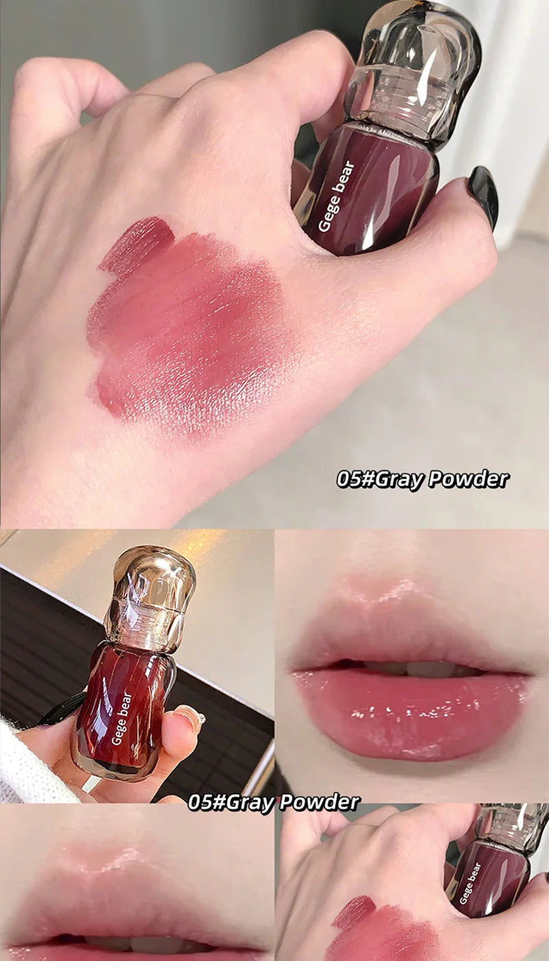 Gege Bear Crystal Gloss Lip Tint — Autumn/Winter Hydrating Formula, Mirror-Gloss Finish, Youthful Plumping Effect