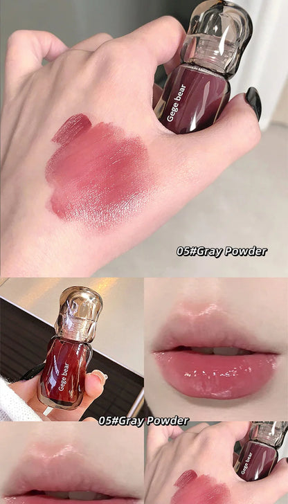 Gege Bear Crystal Gloss Lip Tint — Autumn/Winter Hydrating Formula, Mirror-Gloss Finish, Youthful Plumping Effect