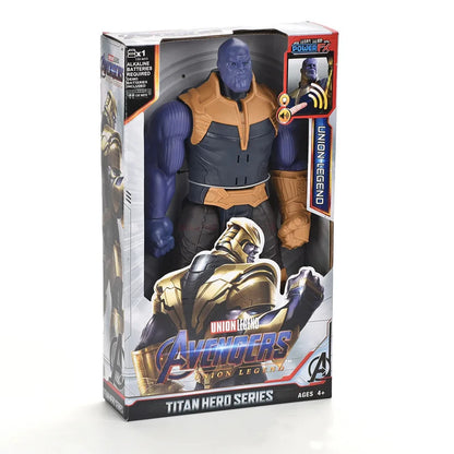 Action Toy 30cm Marvel Avengers Toy Thanos Hulk Spiderman Iron Man Captain America Thor Black Panther With Sound And Light
