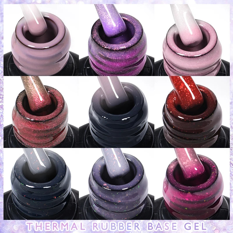 Mtssii 7ml Changing AurorasThermal Rubber Base Gel Nail Polish Nude Purple Glitter Sparking Long Lasting Manicure Art Varnish