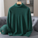 Autumn Winter Men's High Neck Pullover Knitted Sweater 100% Mink Cashmere Long Sleeved Loose Business Casual Warm Top New Styles