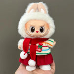 17cm Mini Plush Doll'S Clothes Outfit Accessories For Korea Kpop Labubu V1 V2 V3 Christmas onesie hat set Clothing
