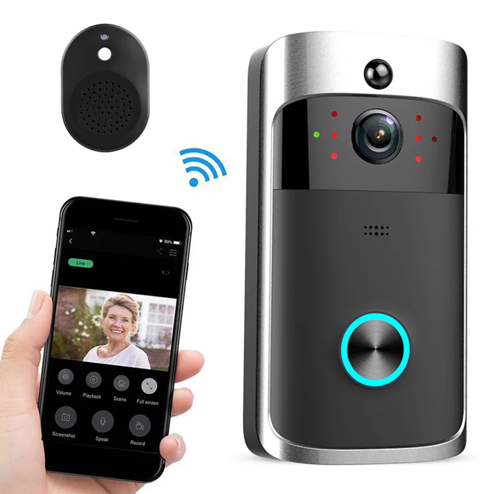 Smart V5 Video Doorbell Wireless WiFi Security Door Bell Visual 720P HD Remote Home Monitor Night Vision Intercom Door Phone