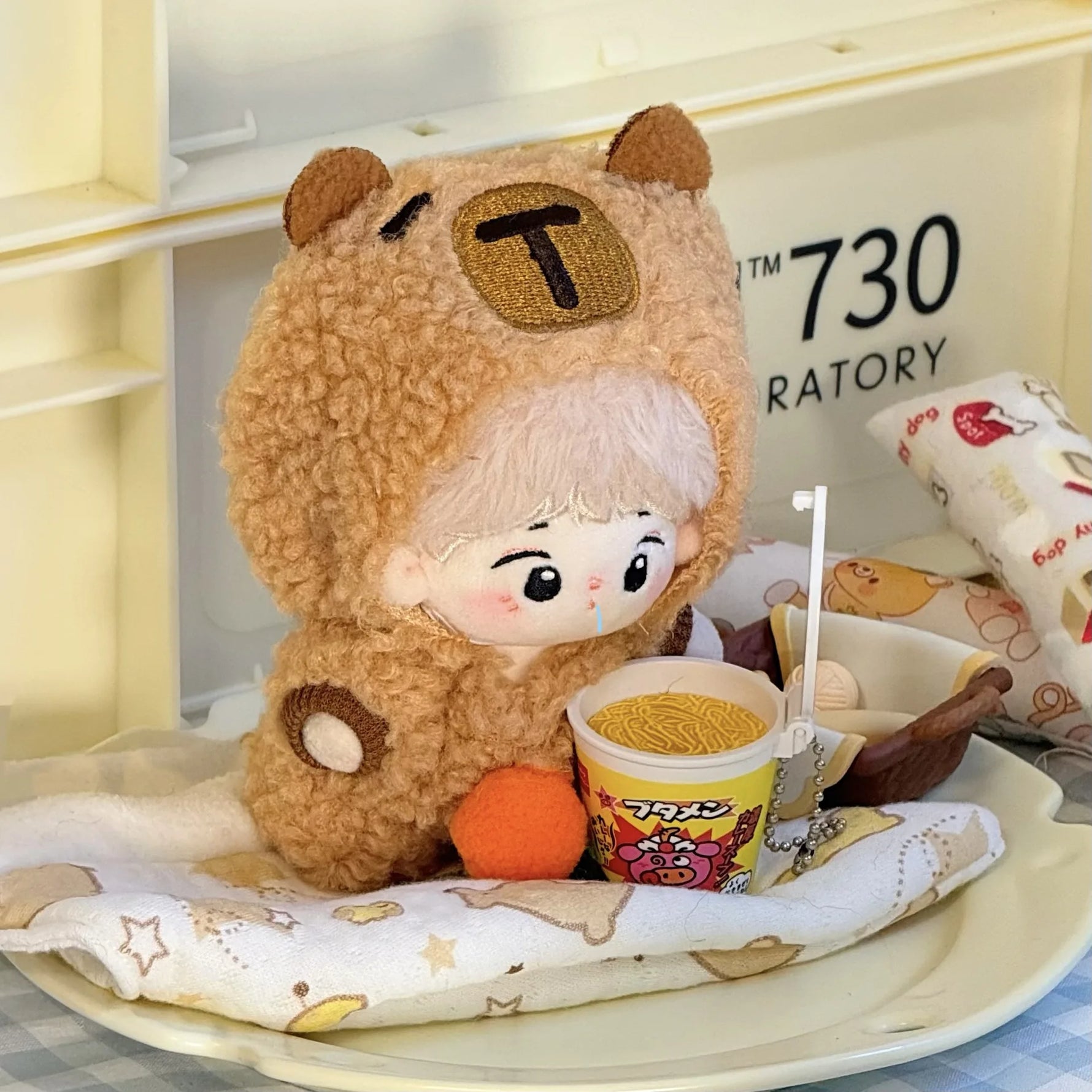 Doll Clothes For 17CM Labubu Capibara Set Jumpsuit Kawaii Headwear Camera 3PCS/Pack Plush Cotton Doll Dress Up Game Decoration