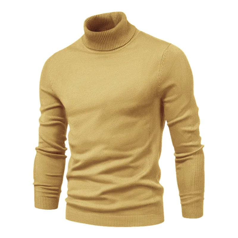 New Quality Winter Mens Sweaters Casual Turtleneck Thick Pullovers Solid Color Warm Slim Fit Turtleneck Sweaters Pullover Men