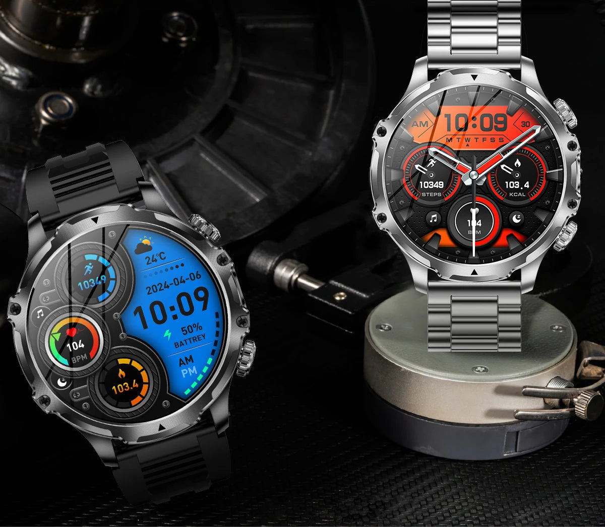 AK75 Smart Watch Flashlight 1.9inch Men Outdoors Sports Fitness Tracker 700mah Large Battery BT Calling LED Light Smartwatch