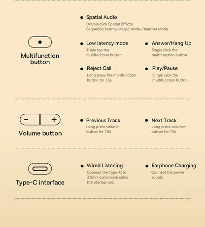 Baseus Wireless Headphones Bluetooth 5.3 HIFI Level Earphone 40mm Driver Foldable Over Ear Headsets 70H Playtime Spatial Audio