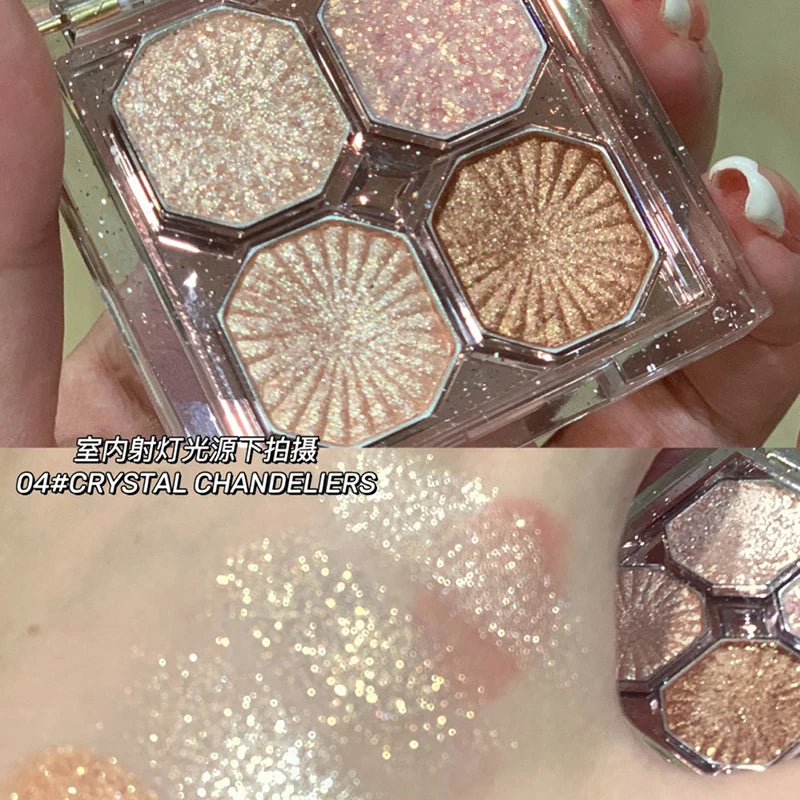 DIKALU Gem Four Color Eyeshadow Pearl Matte easy to remove makeup Daily Glitter Glitter Eyeshadow tray