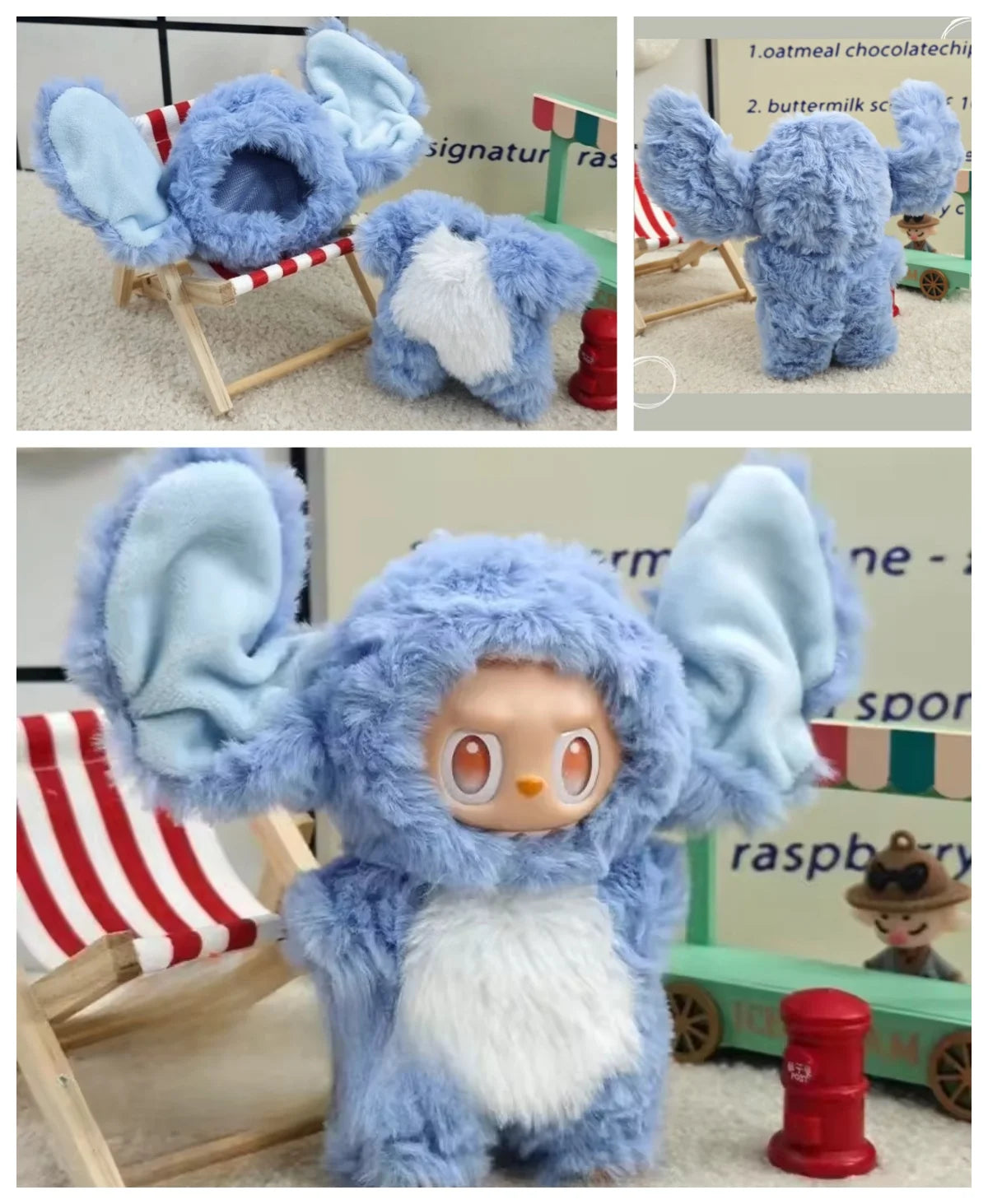 13CM Plush Doll Clothes for Labubu Doll's Clothes 6-Piece Set Dinosaur Animal Suit with Hat Outfit Accessories Dolls Clothing