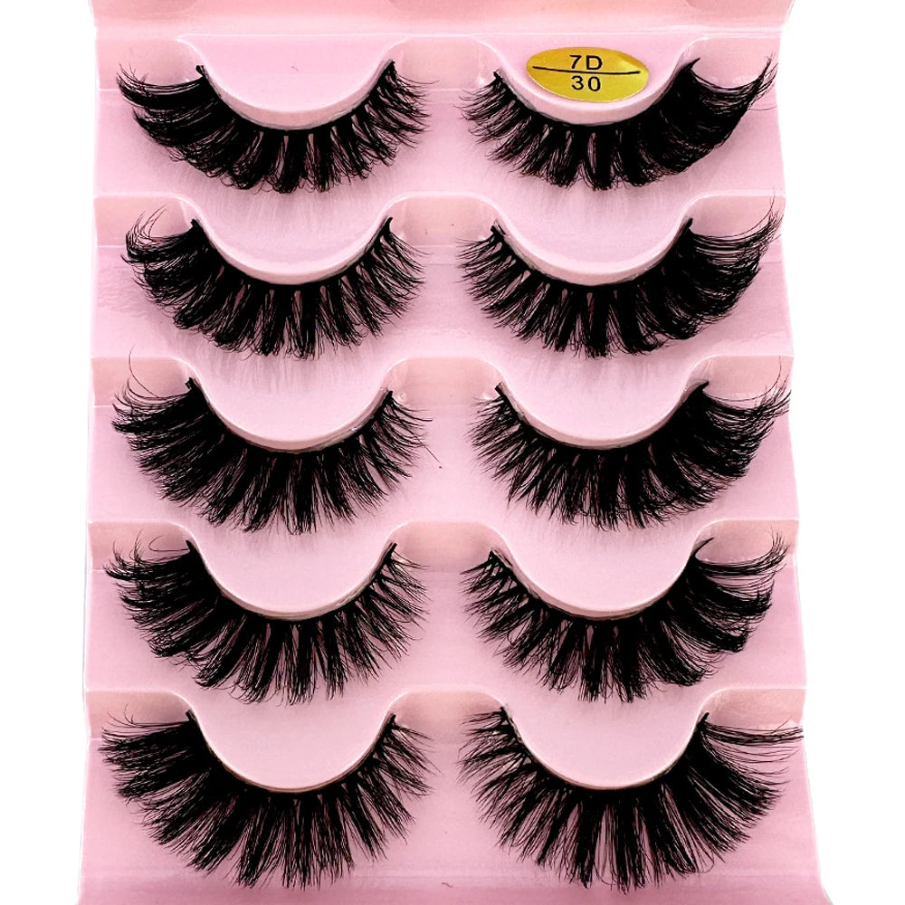 Cat Eye Eyelashes 3D Natural False Lashes D Curl Fluffy Soft Cross 5 Pairs Manga Lashes Wispy Natural Eyelash Extension Makeup