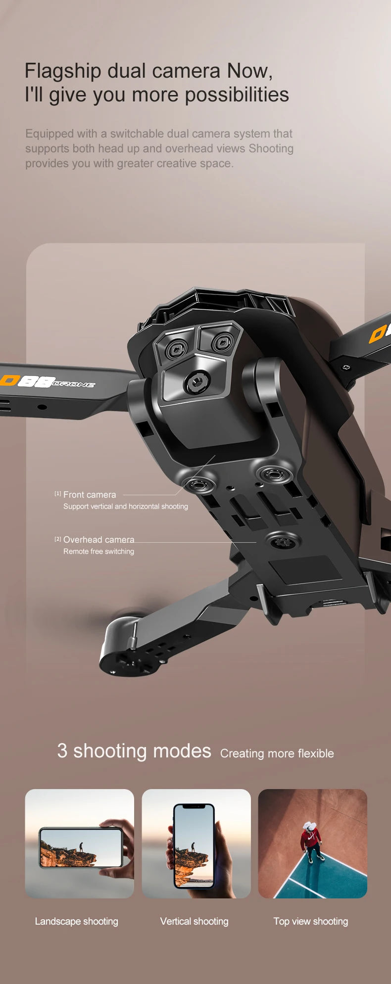 Xiaomi D88 Drone HD 8K Dual Camera Professional Aerial Photography Optical Flow Hovering Gesture Shooting Folding Quadcopter ﻿