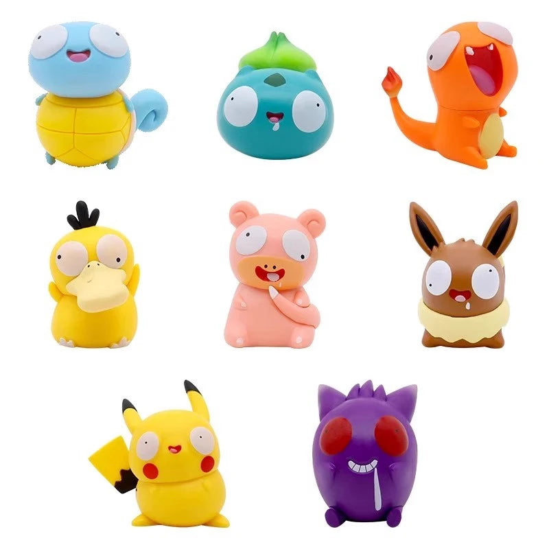 8Pcs/set Pokemon Figures Cutes Yusan Silly Toys Pikachu Bulbasaur Squirtle Charmander Action Figure Cartoon Doll Model Toys