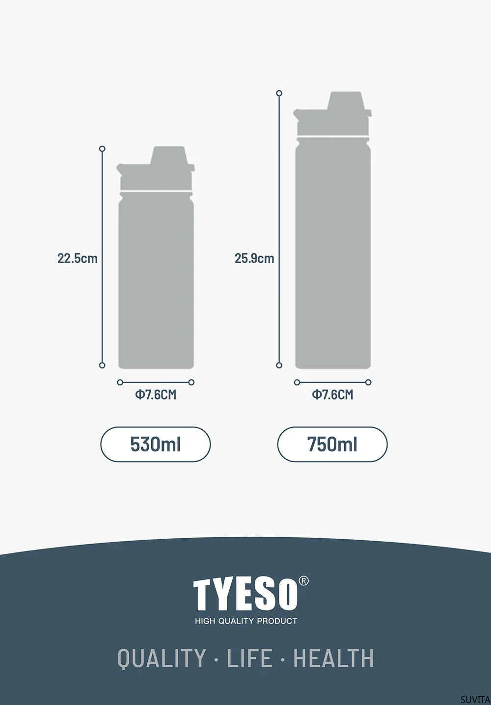 TYESO 530/750ML Vacuum Flasks Stainless Steel Thermos Water Bottle Tumbler Drinkware Keep Cold and Hot Thermal Coffee Mug