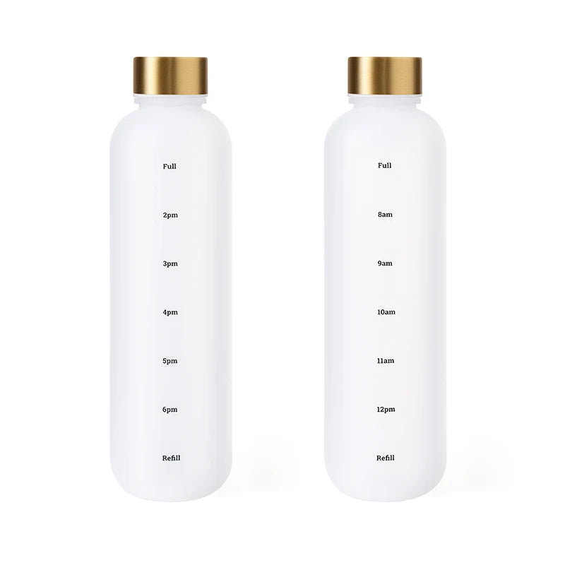 1000ML Bottle With Time Marker Motivational Reusable Fitness Sports Outdoors Travel Cycling Leakproof BPA Free Frosted Bottle