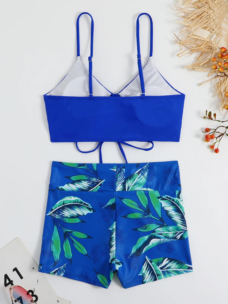 2025 High Waist Drawstring Front Bikini Set – Women's Swimsuit Swimwear Beachwear