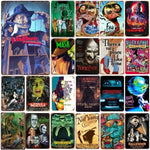 1PC Halloween Metal Sign Horror Movie Theme Shabby Iron Painting Tin Signs Wall Art Man Cave Film Theater Club Home Decoration