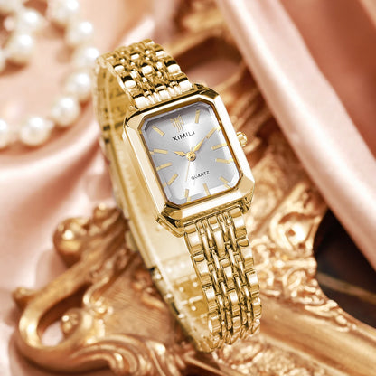 1/2/4PCS Fashion Rectangle Women Quartz Watches Stainless Steel Band Wristwatches for Girls Clock Reloj Mujer（Without Box）