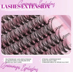 GROINNEYA DIY Lash Clusters Set Mixed Tray Lashes Kit Fluffy Individual Lashes Extension with Lash Bond and Seal At Home Makeup