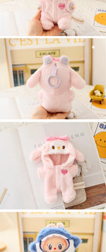 1pc 17cm Labubu Clothes Cute Mini Plush Doll'S Outfit Accessories Blue Shark Jumpsuit Snowman Suit For V1v2 Dolls Girl Kids Gift