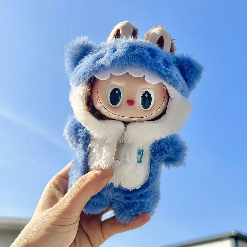 17cm Cute Mini Plush Doll'S Clothes Outfit Accessories For Korea Kpop Exo Labubu Idol Dolls shark onesie Clothing DIY Girl Gift