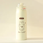350ml/500ml Cartoon Stainless Steel Thermal Flask With Straw Portable Kids Cute Thermal Water Bottle