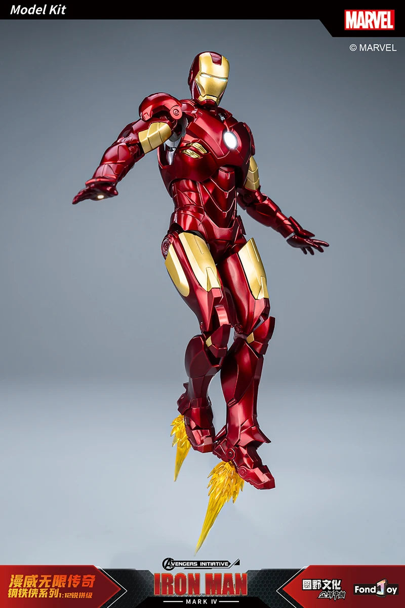 Fondjoy Marvel Iron Man MK1 Assemble Toy ABS Material First Generation Iron Man 1/12 Action Figures Toy Birthday Gifts for Boys