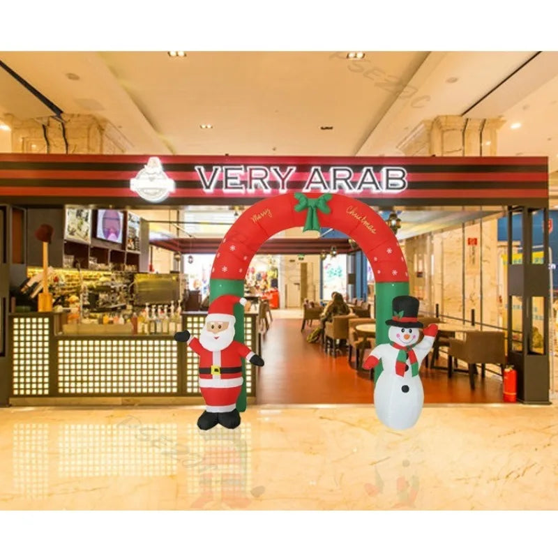2.4m Christmas Scene Decorations Santa Claus Snowman Inflatable Arch Venue Arrangement Props