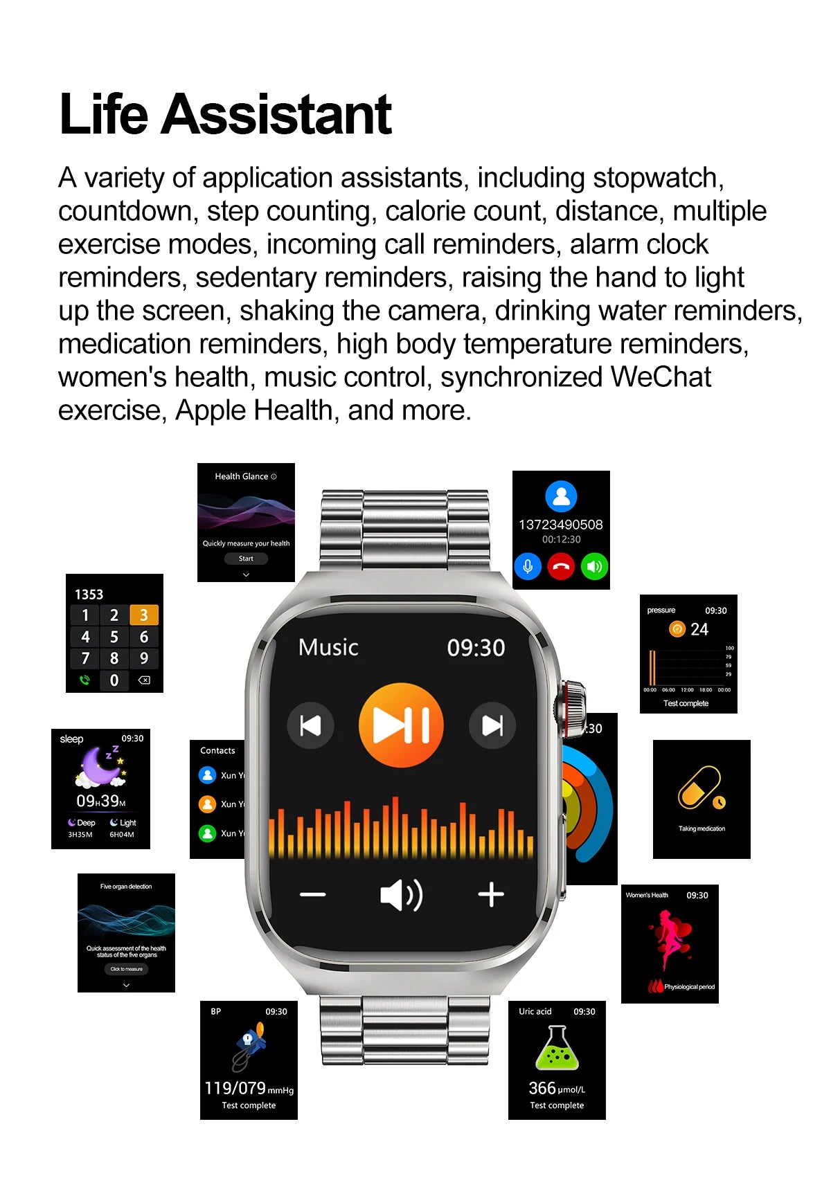 2025 New ECG+PPG Accurate Measure Heart Rate Smart Watch Men Blood Pressure Lipids Uric Acid Bluetooth Call Health Smartwatches