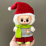17cm Mini Plush Doll'S Clothes Outfit Accessories For Korea Kpop Labubu V1 V2 V3 Christmas onesie hat set Clothing