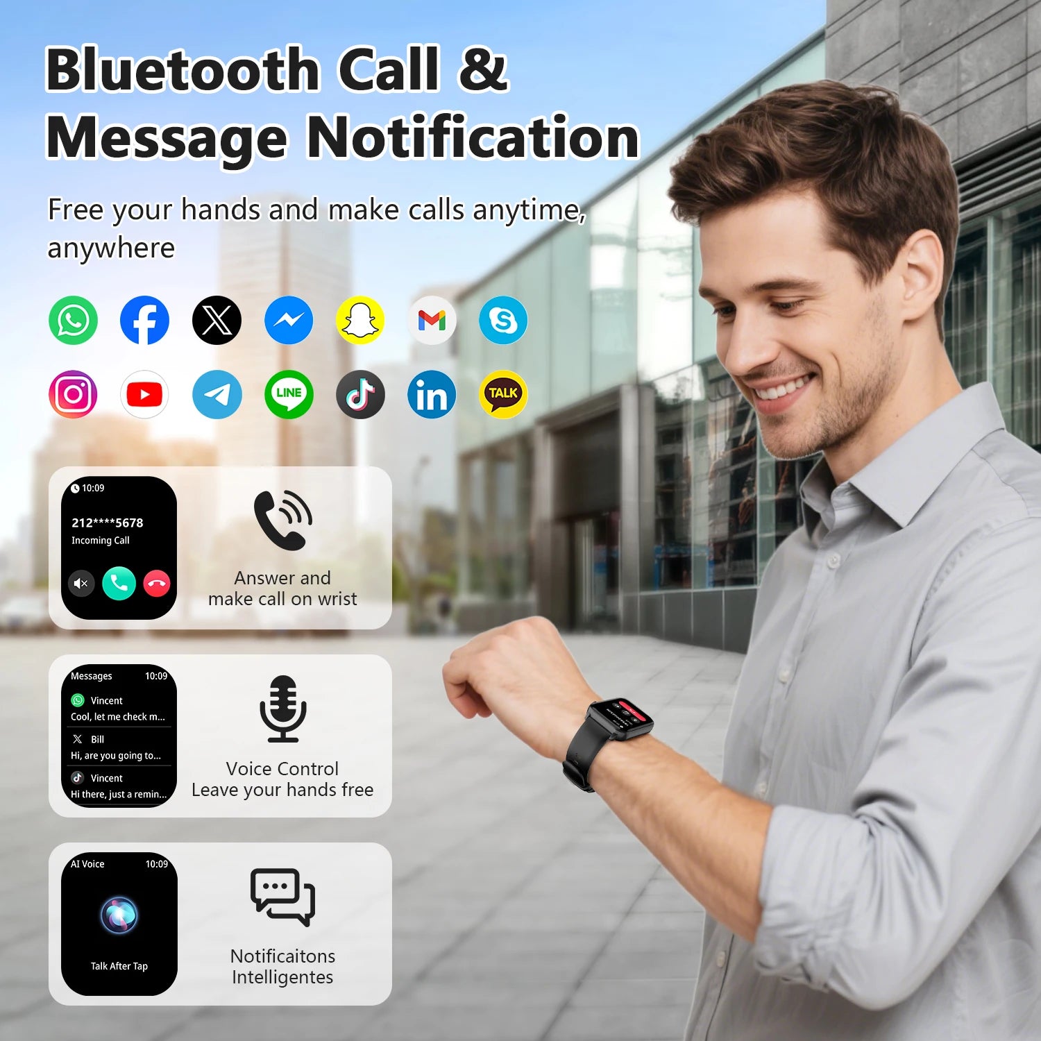 New 2025 Blackview R30 Max Smartwatch with LED Flashlight 1.91'' TFT Screen Health Monitor Bluetooth Watches for Men Women Gifts