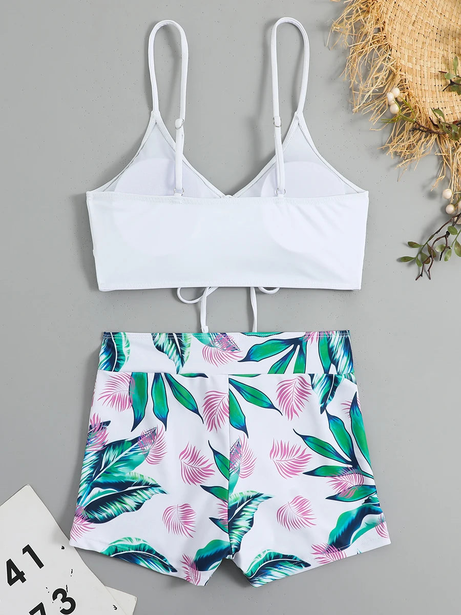 Bikiniset met hoge taille en trekkoord aan de voorkant (2025) - Damesbadkleding en strandkleding