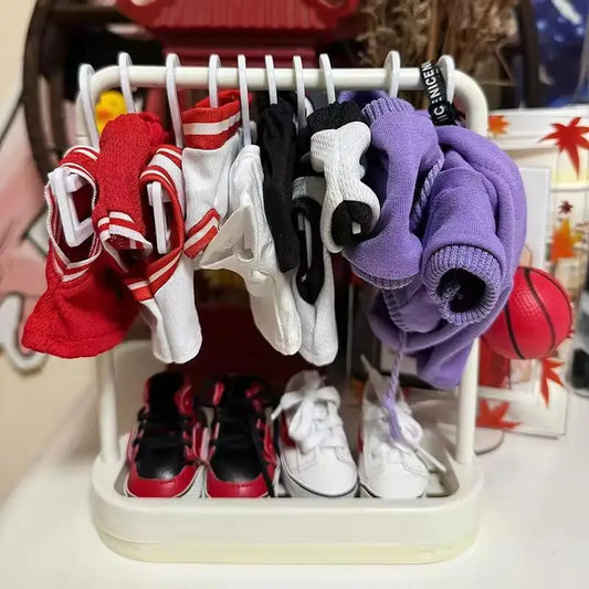 20cm Bjd Doll Clothes Storage Rack Shoe Display Rack Doll Mini Labubu Clothes Hanger Storage Box Clothes Support Rack Kids Gift
