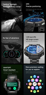 2025 New T-Rex 3 Ultra GPS Men SmartWatch 10ATM Waterproof Built-in Dual-band GNSS Compass Military Sport Flashlight Smart Watch