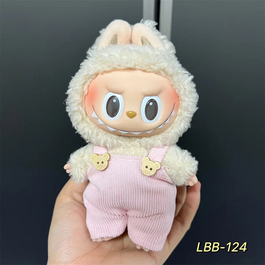 Cute Mini Plush Doll Clothes for 17cm Labubu Many Kinds of Overalls Clothes Accessories