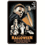 1PC Halloween Metal Sign Horror Movie Theme Shabby Iron Painting Tin Signs Wall Art Man Cave Film Theater Club Home Decoration