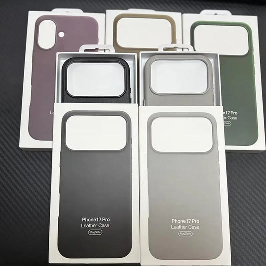 Original For Apple Magsafe Leather Case For iPhone 17 Pro Max 17 Air Case Wireless Charging Magnetic Cover 17Pro Max With Box