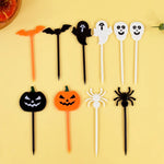 20/50Pcs Halloween Toothpicks DIY Cupcake Topper Pumpkin Ghost Dessert Fruit Picks Sticks Halloween Party Decoration Supplies