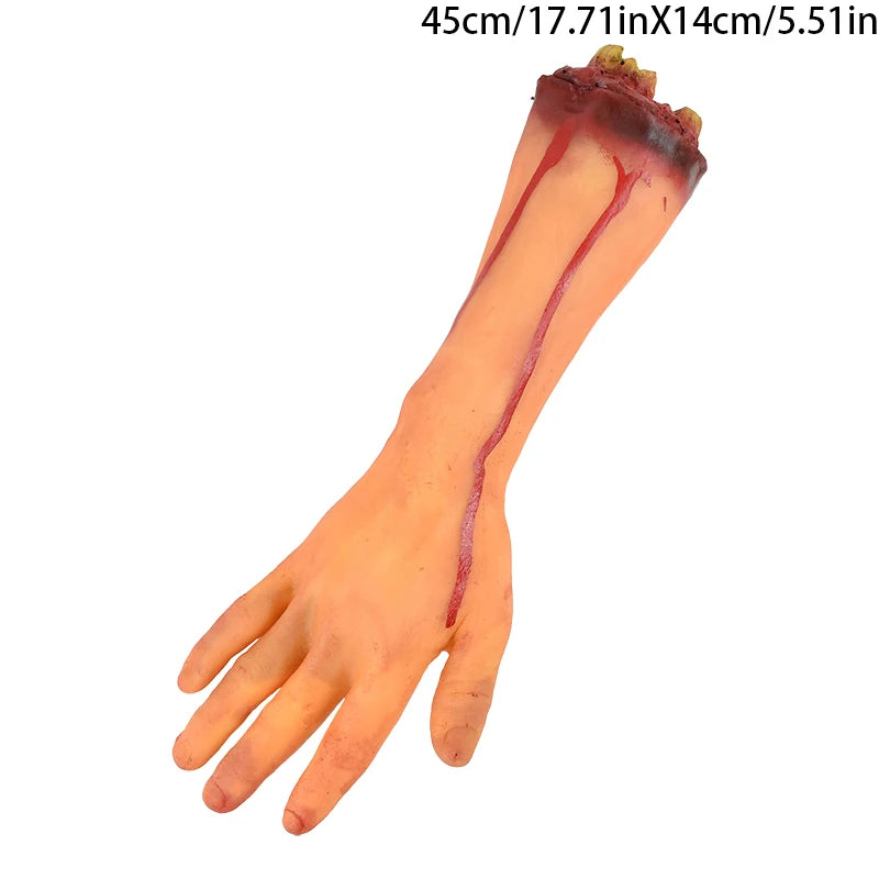 2024 Halloween Fake Human Arm Plastic Hands Foot Bloody Dead Body Parts Outdoor Haunted House Scary Props Halloween Decorations