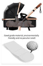 Lightweight Baby Stroller 3 in 1 Stroller PU Leather Stroller for Newborn Baby Car Seat Portable Baby Cart Pram High Landscape