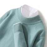 100% Pure Wool Sweater For Men, Half High Neck Knitted Pullover, Long Sleeved Casual Autumn Winter Thick High-End Sweater Warmth