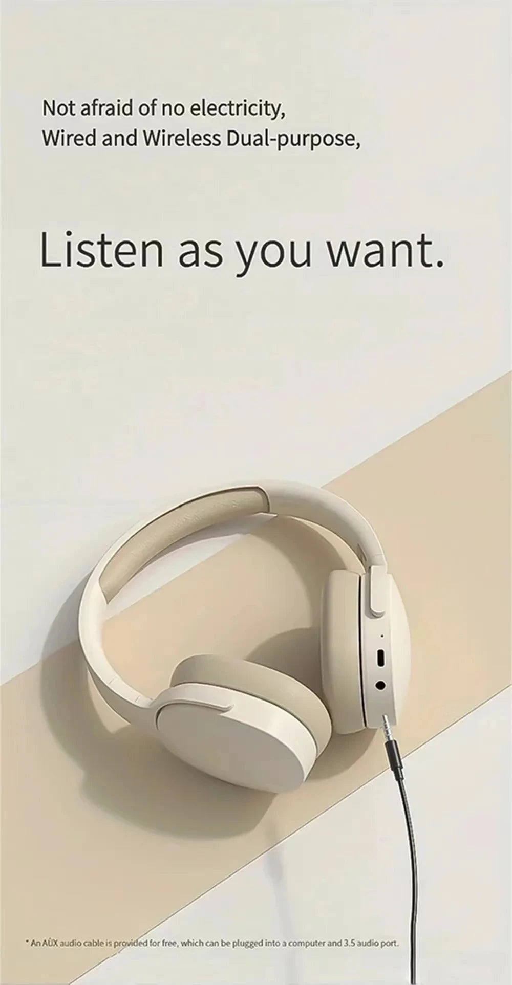 Xiaomi New Fashion Wireless Bluetooth Headphones Over Ear 9D HIFI Stereo Headsets True Sports With Earphones TF/AUX Music Player