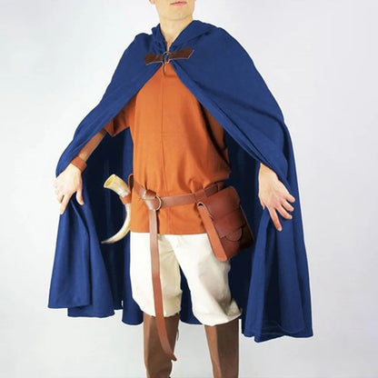 Men's Velvet Cloak with Hood, Renaissance Medieval Hooded Cloak for Women, Halloween Hood Cape with Metal Loop Clasp